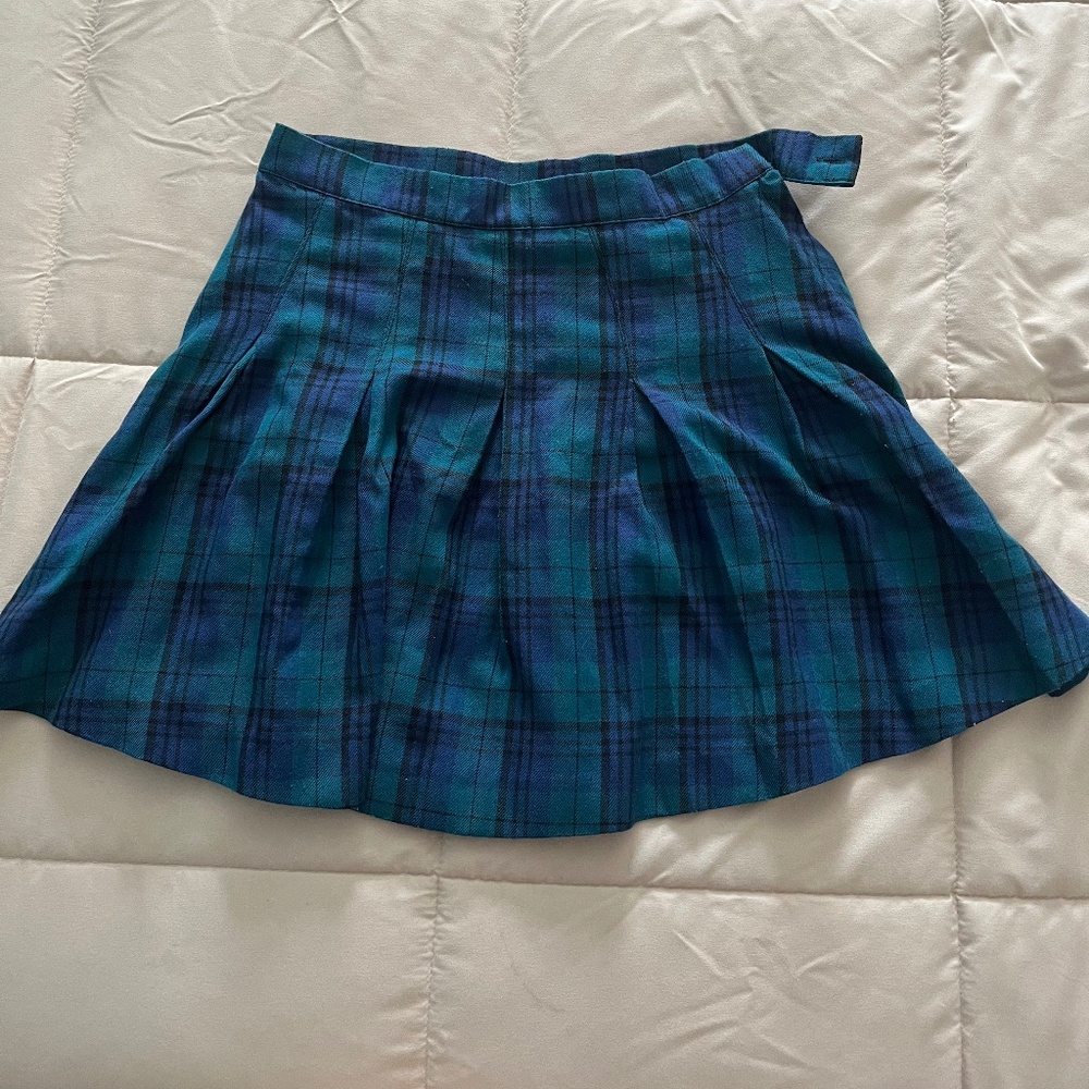Divided H&M Pleated Blue Green Mini Skirt